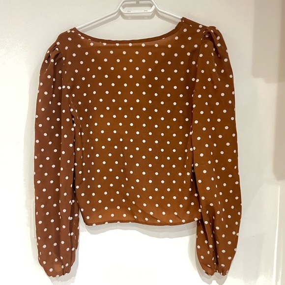 Brown Polka-dot vintage blouse top - Picture 6 of 8